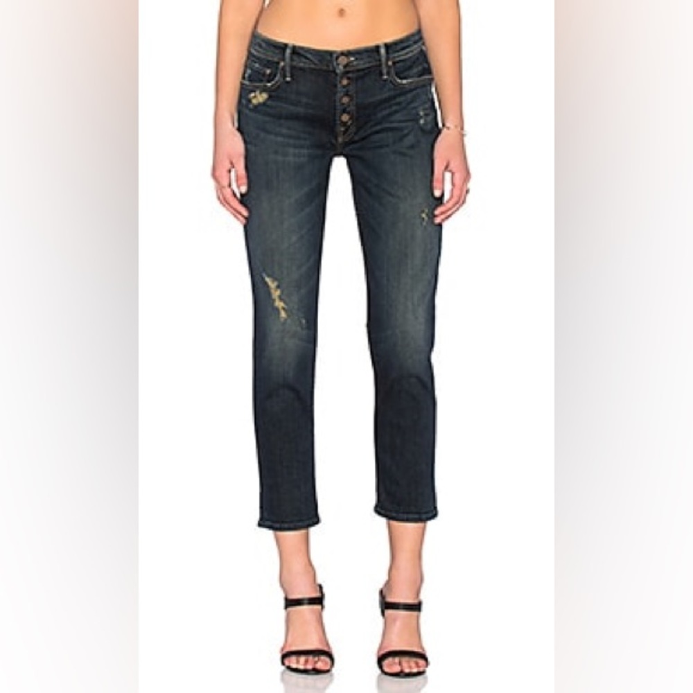 Mother The Pixie Dropout Button Fly Distressed An… - image 1